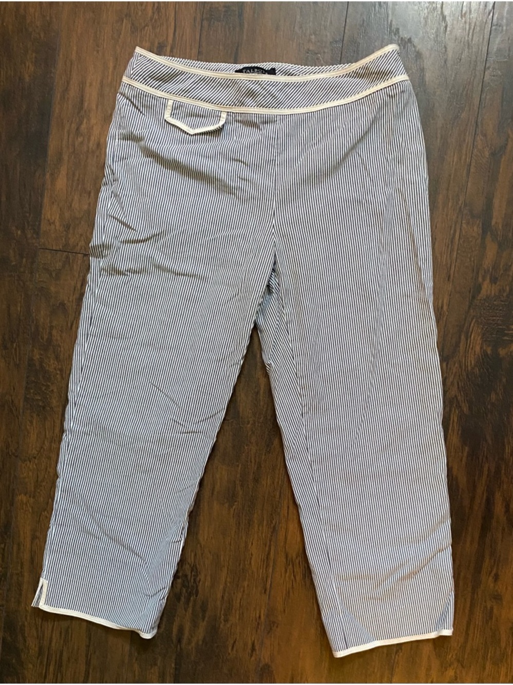 Talbots Navy & White Pinstripe Capris
